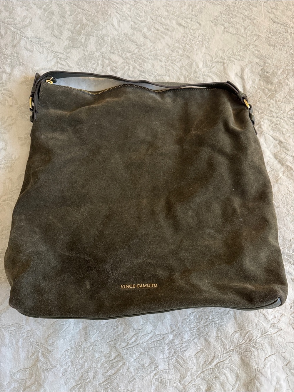 Vince Camuto Olive Green Suede and Leather Shoulder Tote Women’s Bag